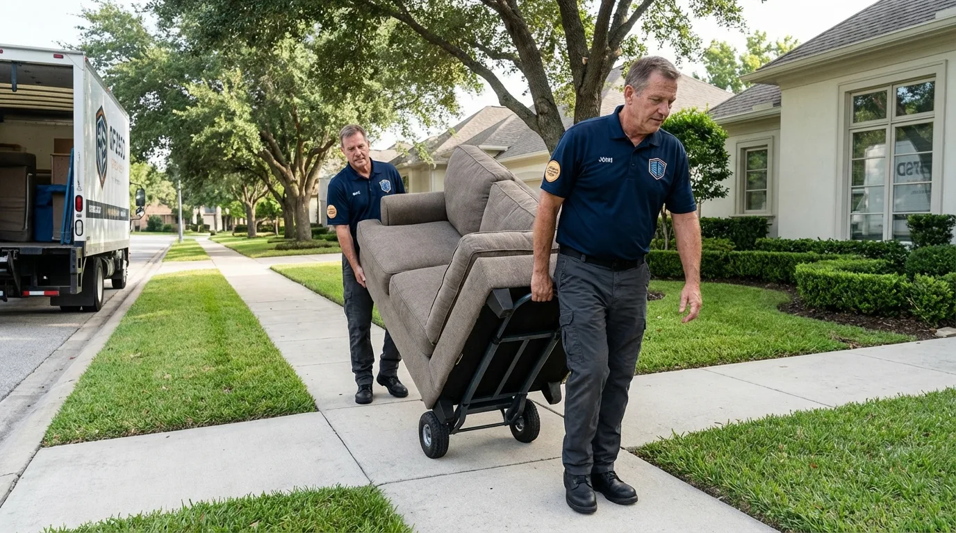 Local residential moving crew loading furniture in Cocoa Beach, FL