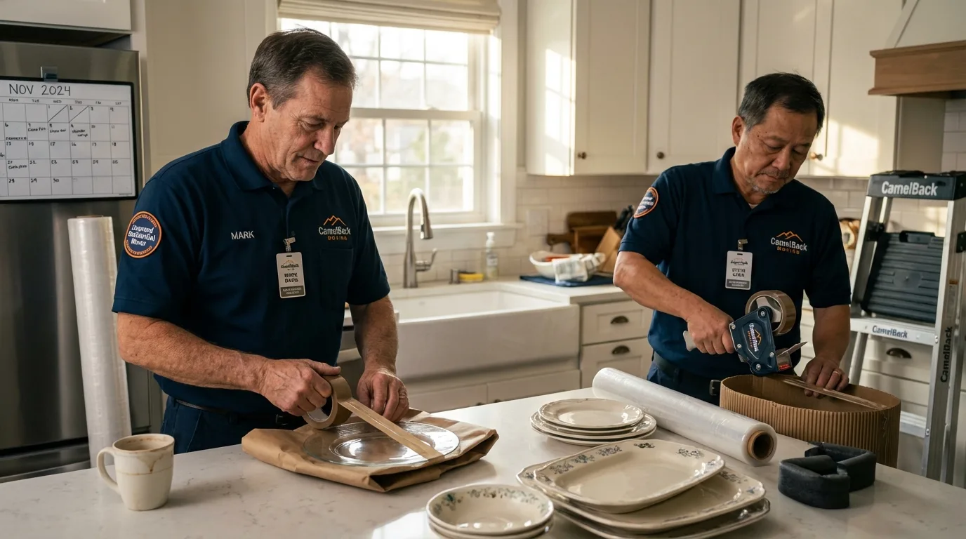 Professional crew packing kitchen dishware in Cocoa Beach, FL